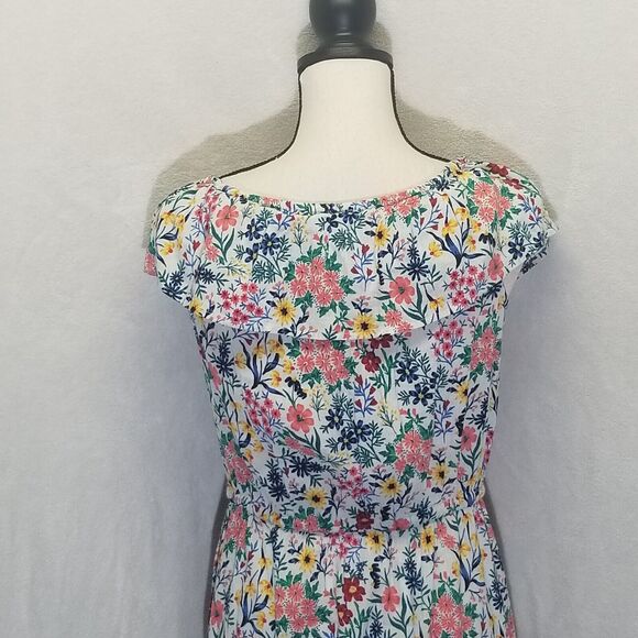 Style & Co PM Petite Dress Maxi Crinkle Floral On/off Shoulder Cottagecore BOHO - Picture 5 of 10